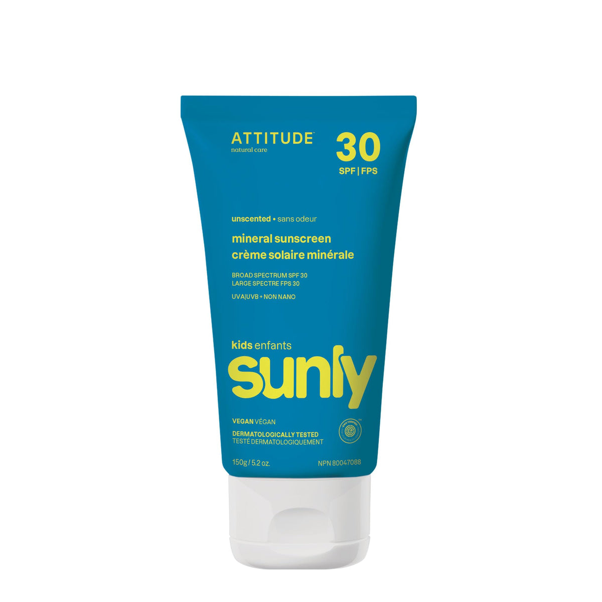 Attitude Spf 30 Mineral Sunscreen For Baby & Kids, Ewg Verified, Unscented, 5.2 Oz