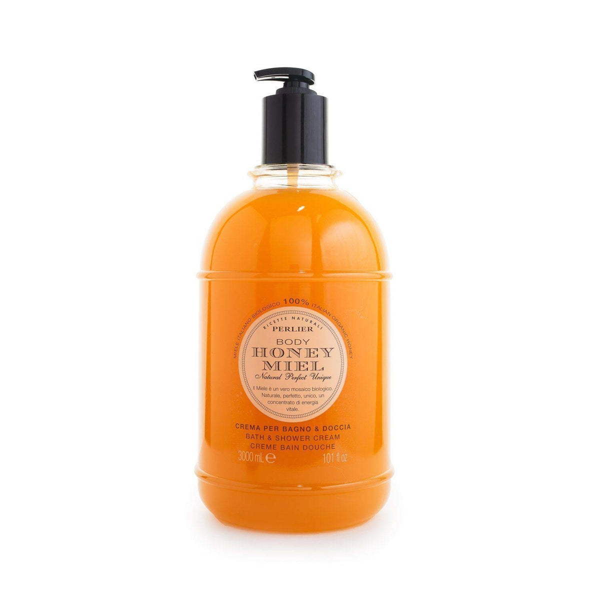 Perlier Sweet Honey Miel Shower & Bath Cream - 100% Organic Honey, 101.4 Oz Hydrating Luxury