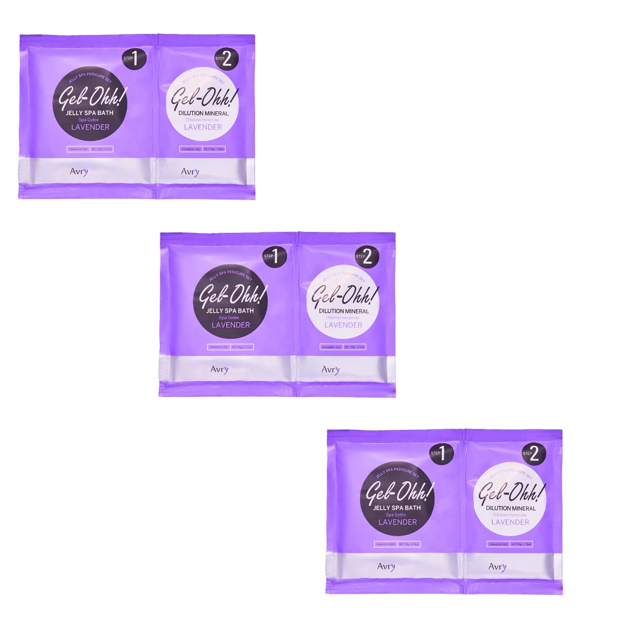 Avrybeauty Lavender Infused Gel-Ohh Jelly Spa Bath 3 Pack For Diy Pedicures