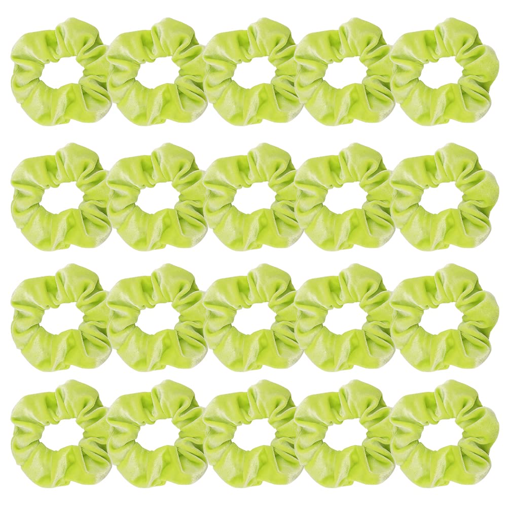 Didder Light Green Velvet Scrunchies - 20 Pcs Soft Hair Accessories for Women & Girls