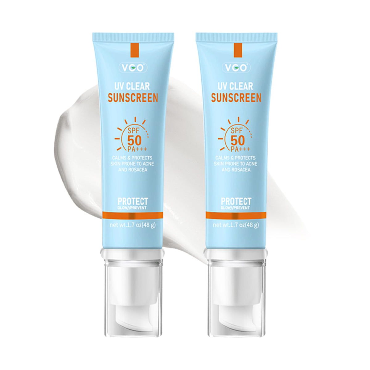 Vgo Clear Face Sunscreen Spf 50, Hydrating Travel Size, Uva/Uvb Protection - 2 Packs