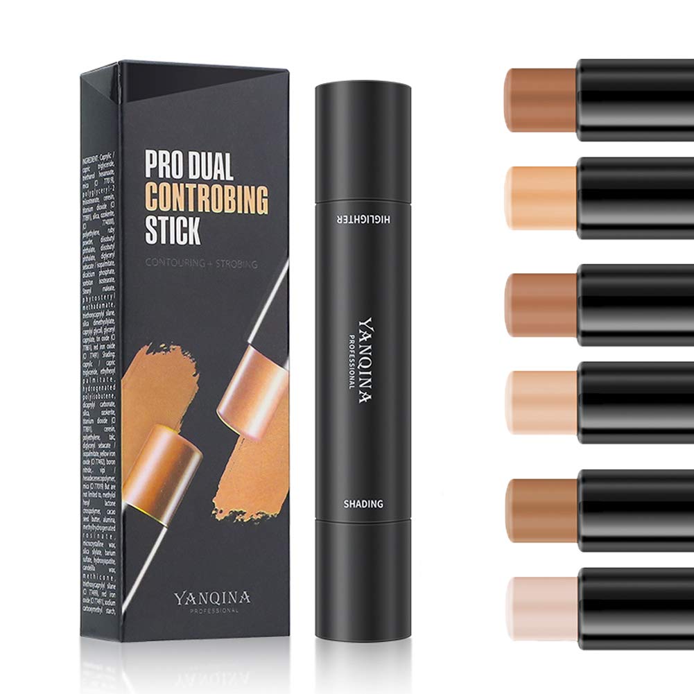 Meicoly Cream Contour Stick Trio - 2 In 1 Bronzer Highlighter, 6 Colors, 1.76