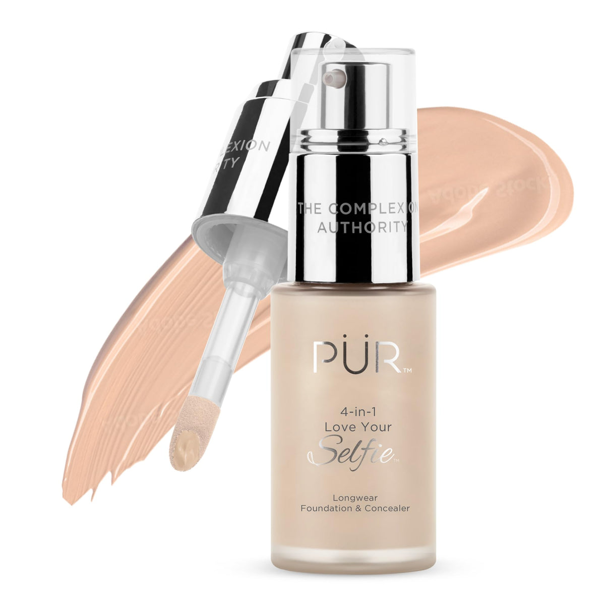 PUR Cosmetics 4in1 Love Your Selfie Longwear Foundation and Concealer  Unique  DualApplicator Component  Covers Blemishes a