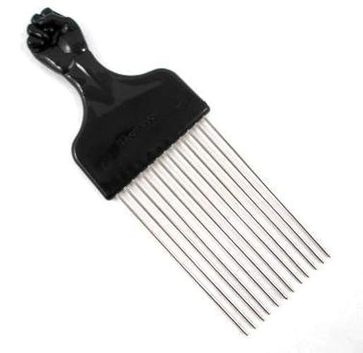 Titan Afro Pick Comb - Metal Black Fist Hair Tool for African American Hair Care, 1 Count