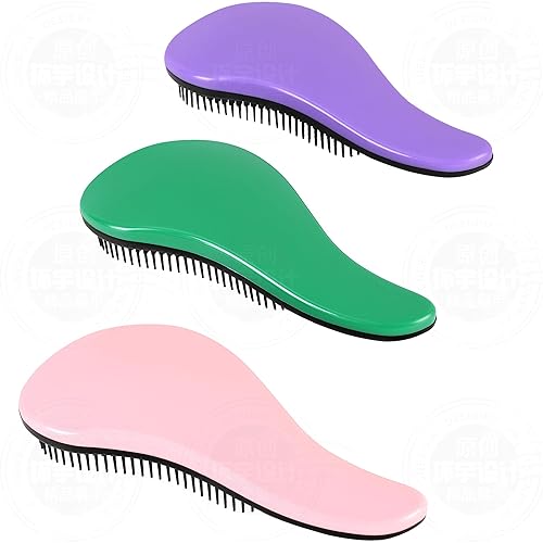 79STYLE 3pcs Detangler Brush Set for Kids - No Pain Knot Free Hair Combs, Curly Hair, Purple