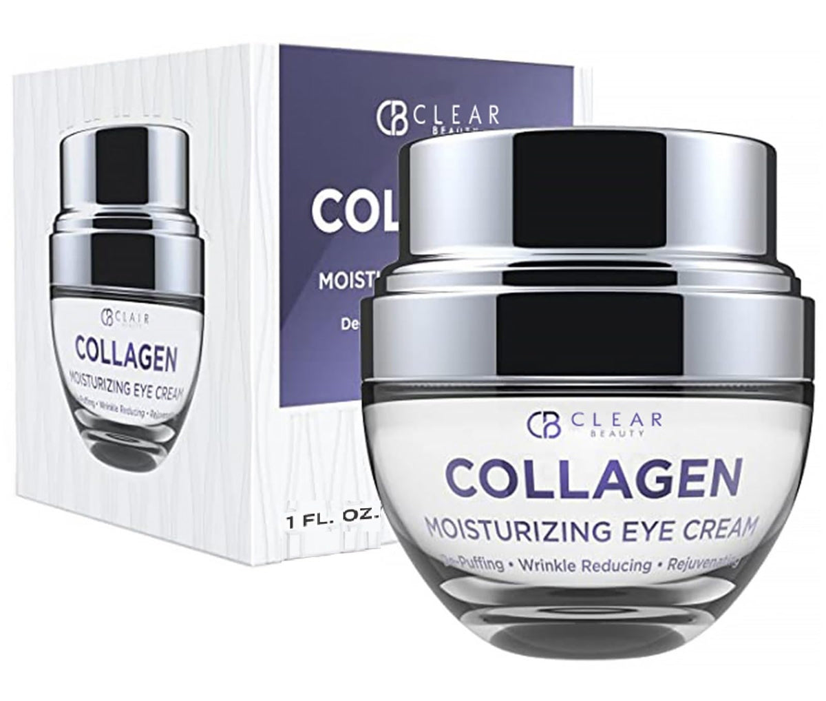 Clear Beauty Collagen Eye Cream - Moisturizing, Plumping, Reduces Dark Circles & Wrinkles - 1.01 Fl