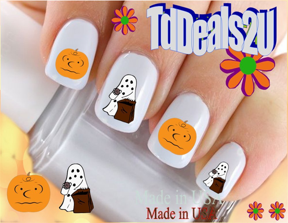 Hipzysticky Pumpkin Head Charlie Ghost Waterslide Nail Art Decals - Diy Manicure Accessories