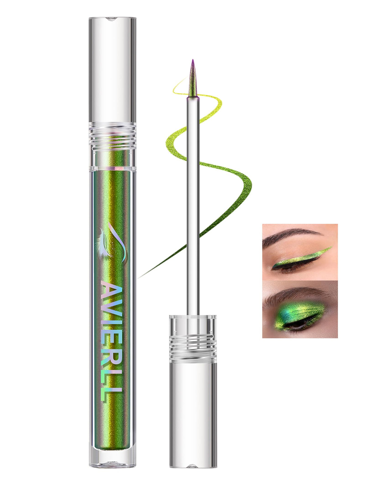 Easilydays Shimmer Liquid Eyeliner Pencil, Chameleon Green, Waterproof Longwearing Ultra-Fine Tip