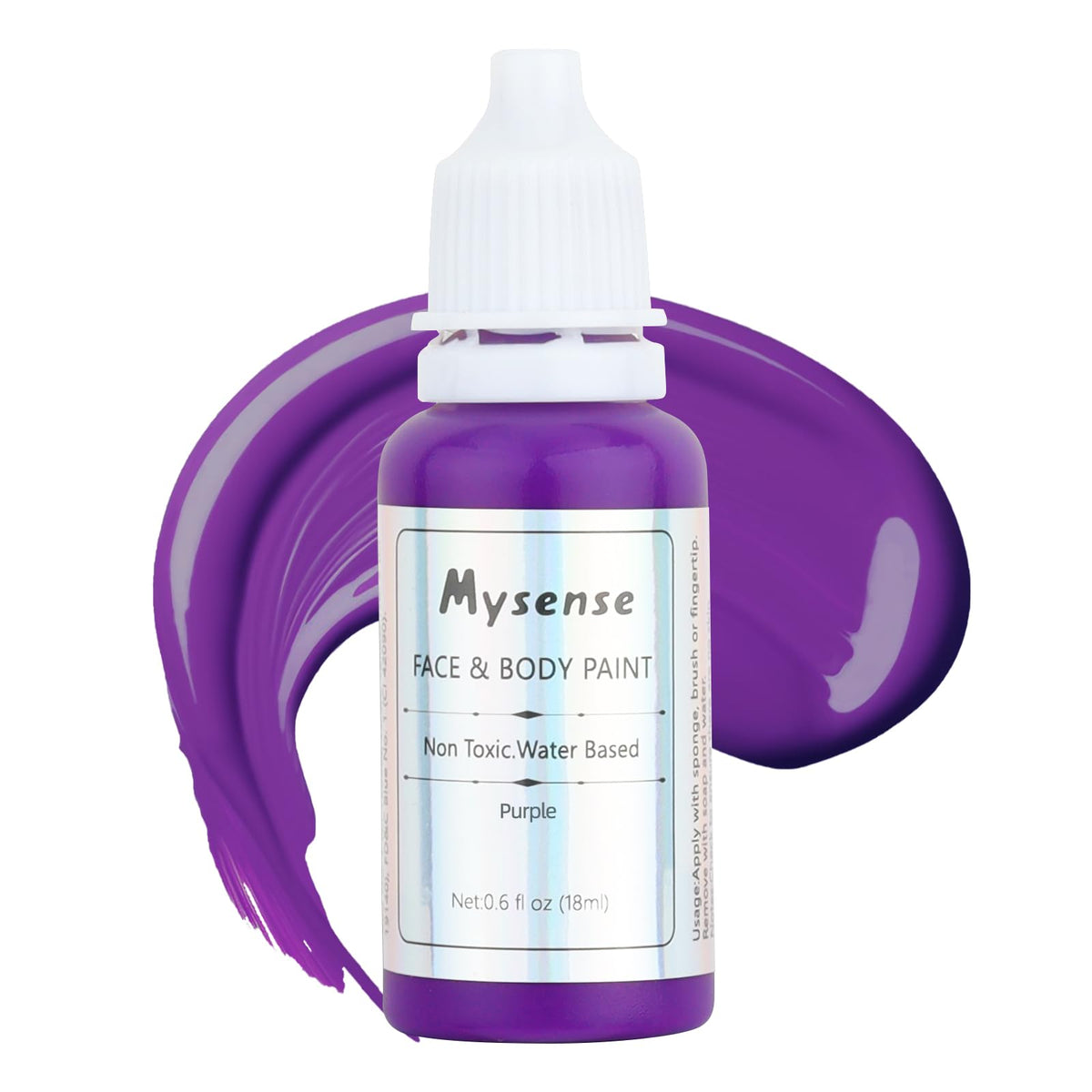 Mysense Purple Face & Body Paint - Water-Based, Non-Toxic, Washable Makeup For Halloween Cosplay