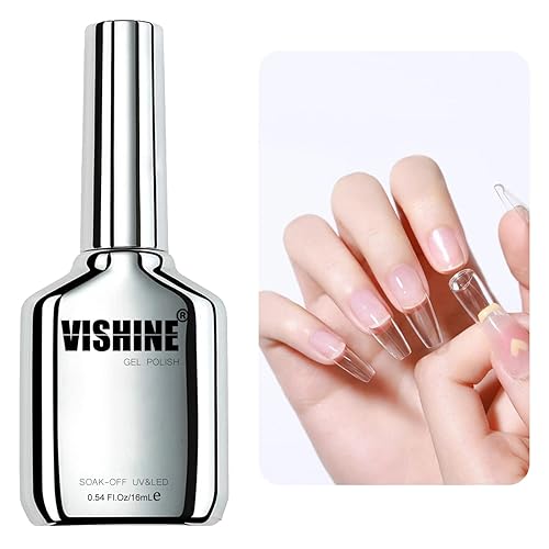 Vishine 3 In 1 Nail Glue Base Gel - 16Ml Brush On For Acrylic & Gel Nails, Uv/Led Required