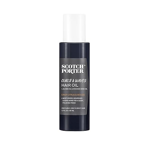 Scotch Porter Curls & Waves Hair Oil For Men - Moisture, Detangle, Frizz Control, 1.7Oz