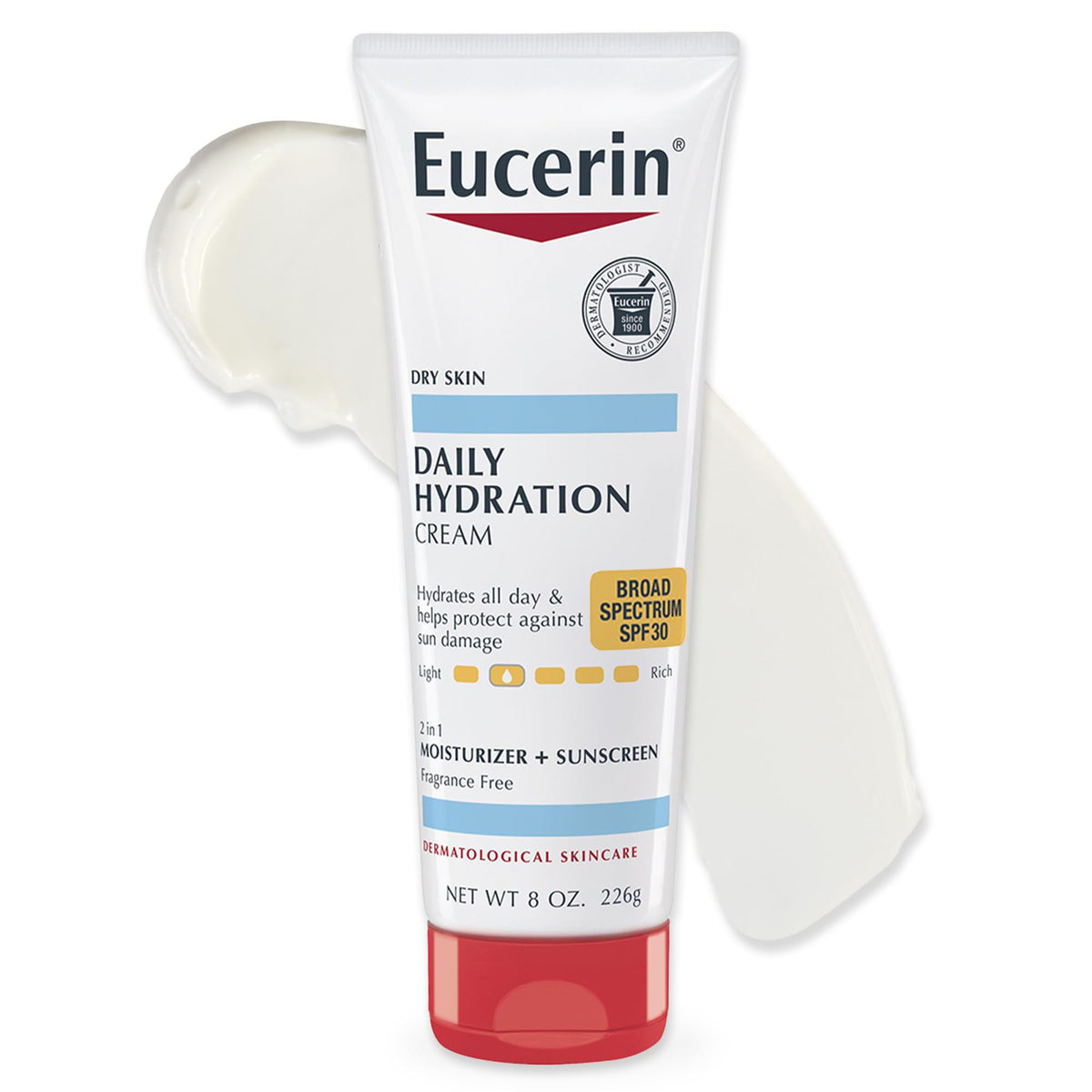 Eucerin Daily Hydration Spf 30 Sunscreen Body Cream, Fragrance-Free, 8 Oz For Dry Skin