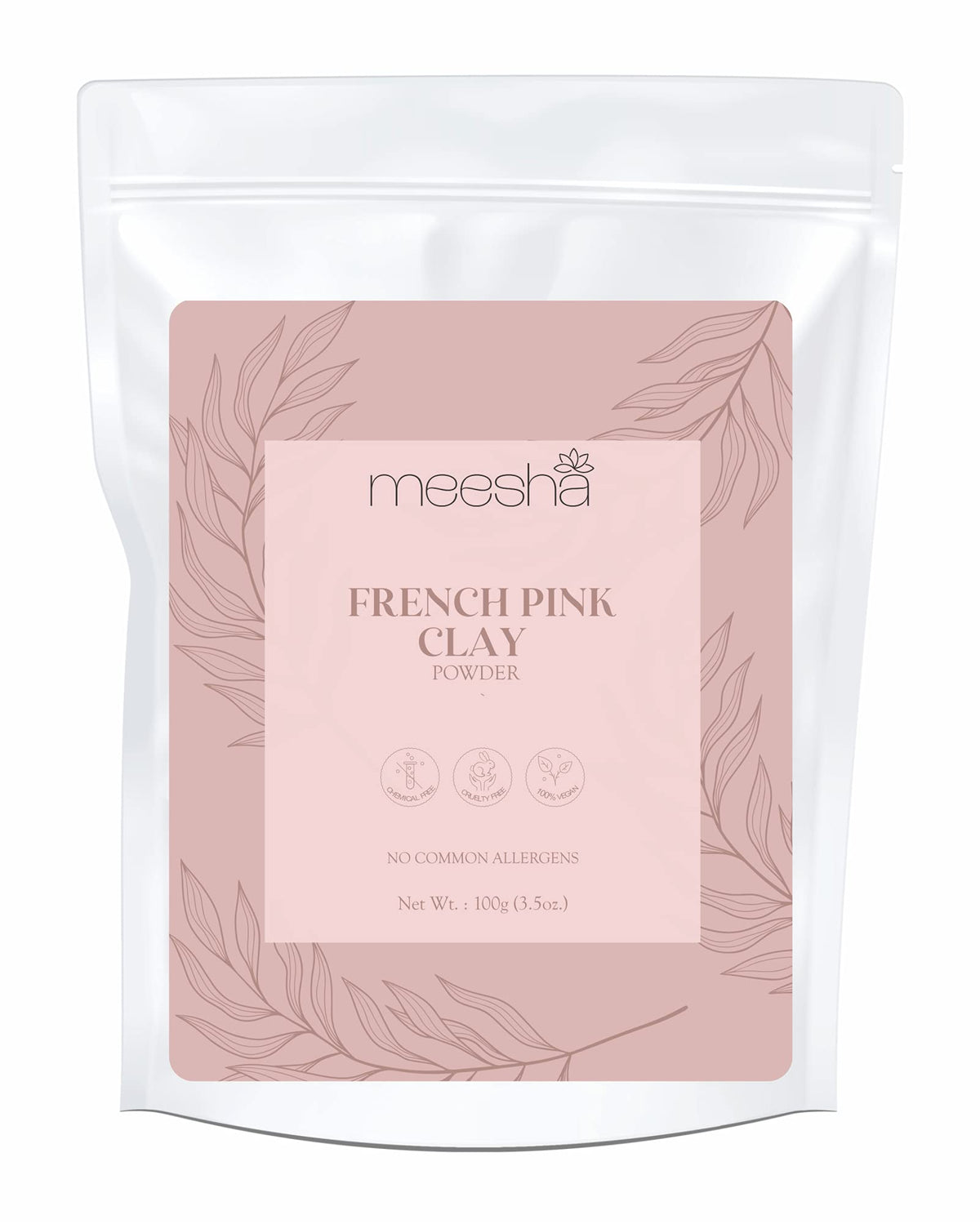 Meesha Pink Clay Powder 3.5 Oz | Hydrating Diy Skincare & Haircare | 100% Natural