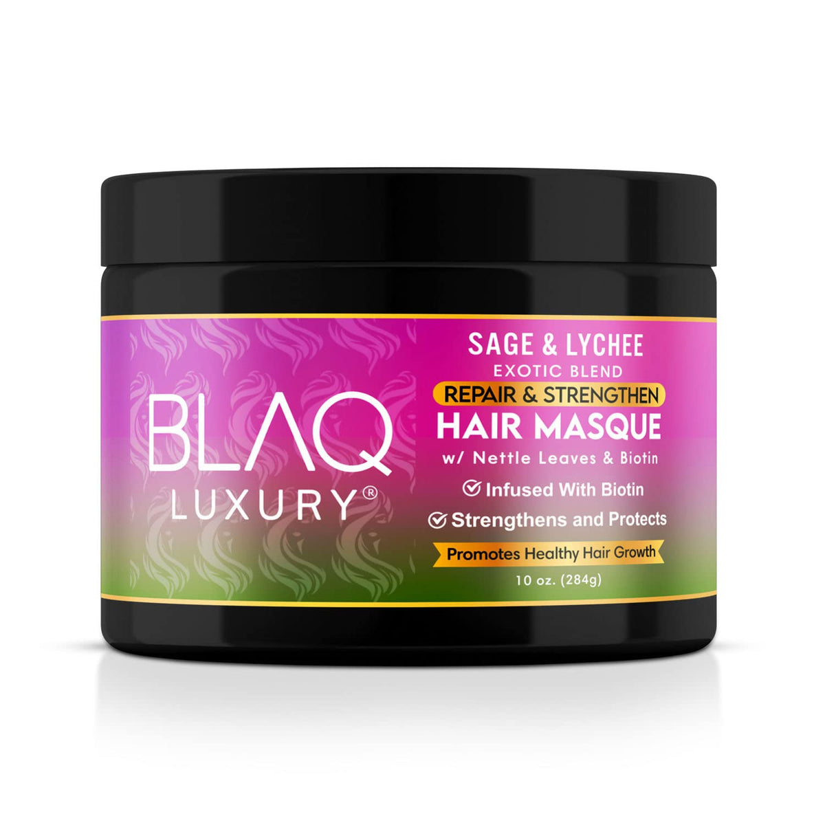 Blaq Luxury Sage & Lychee Hair Masque - Biotin Infused Treatment For Stronger, Healthier Hair 10Oz