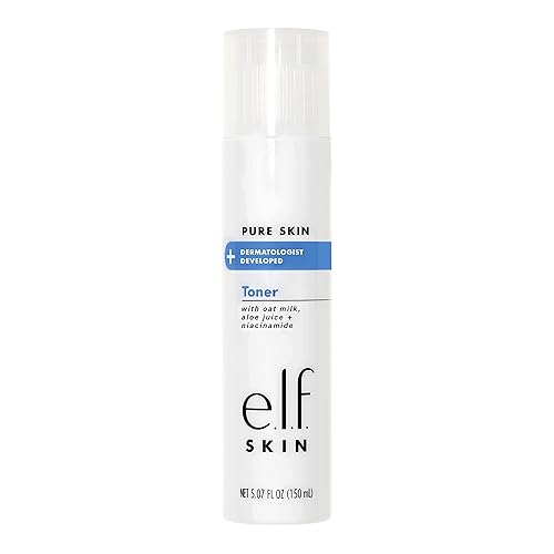 E.L.F. Skin Pure Toner - Gentle Exfoliating Daily Toner With Oat Milk & Niacinamide, 5.