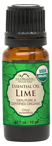 US Organic Lime Essential Oil - Certified Organic, Steam Distilled, 10ml with Euro Droppers