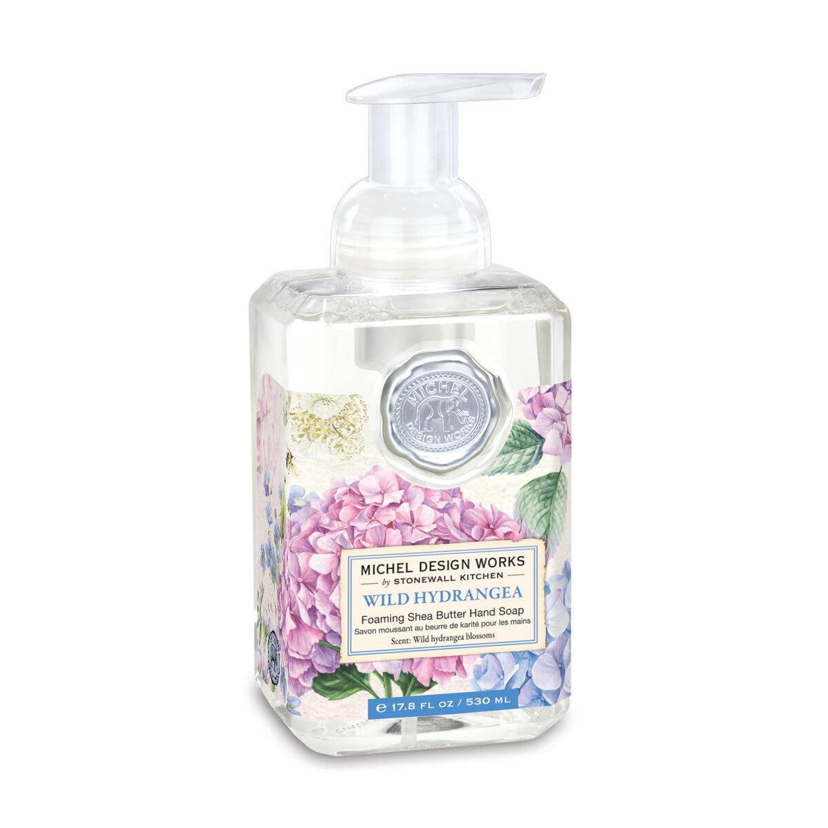 Michel Design Works Hydrangea Foaming Hand Soap 17.8Oz - Shea Butter & Aloe Vera, Pump Included