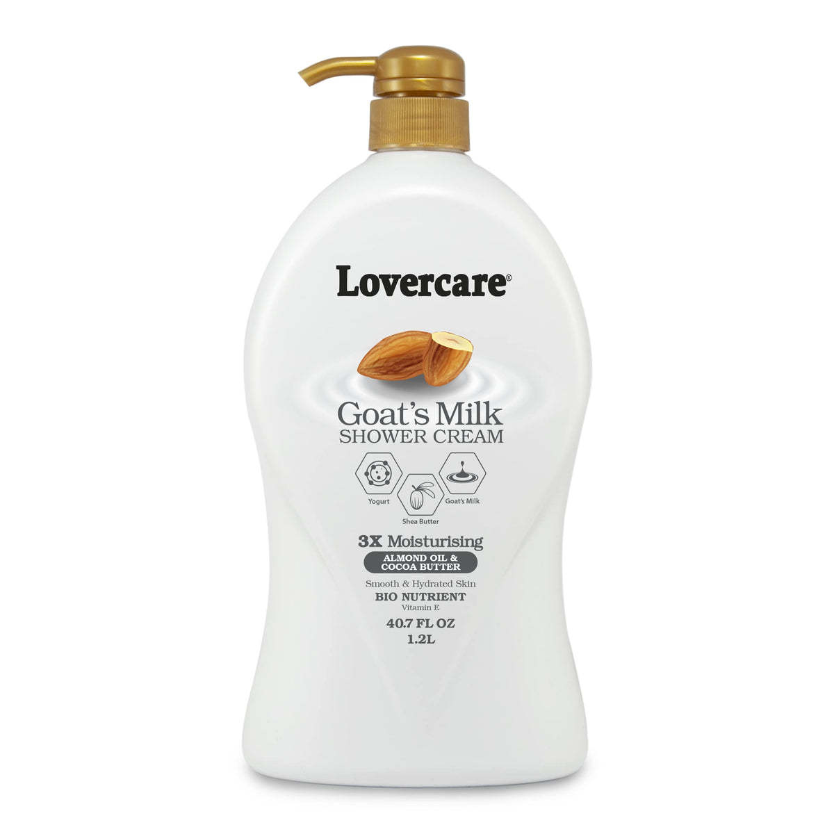 Lovercare Goat'S Milk Shower Cream - Moisturising With Almond Oil & Cocoa Butter, 40.7 Fl Oz