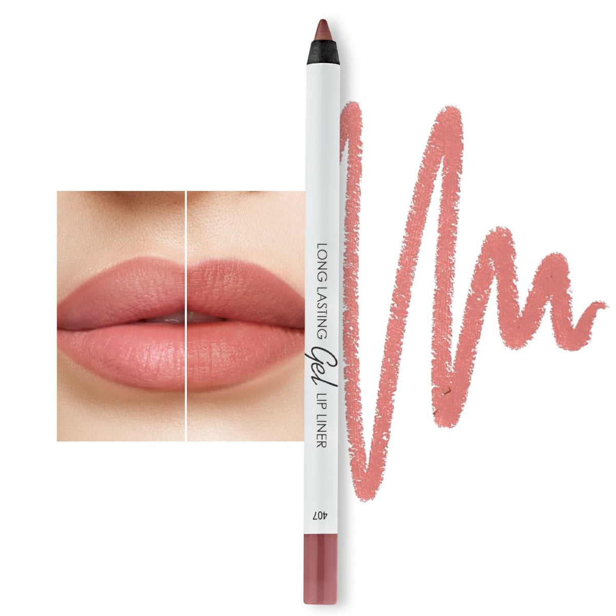 Lamel Matte Gel Lip Liner Pencil - Waterproof, Longwear, High Pigment, Ash Rose, 1.7G