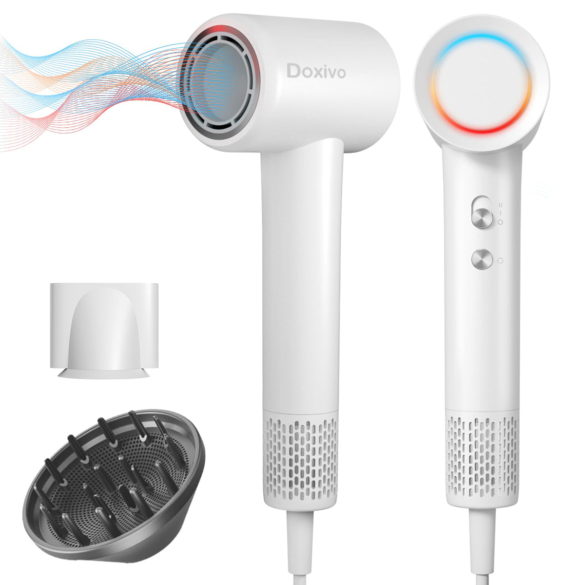 Doxivo Professional Hair Dryer - 130000 Rpm Ionic, Low Noise, Fast Drying With Diffuser & Nozzle