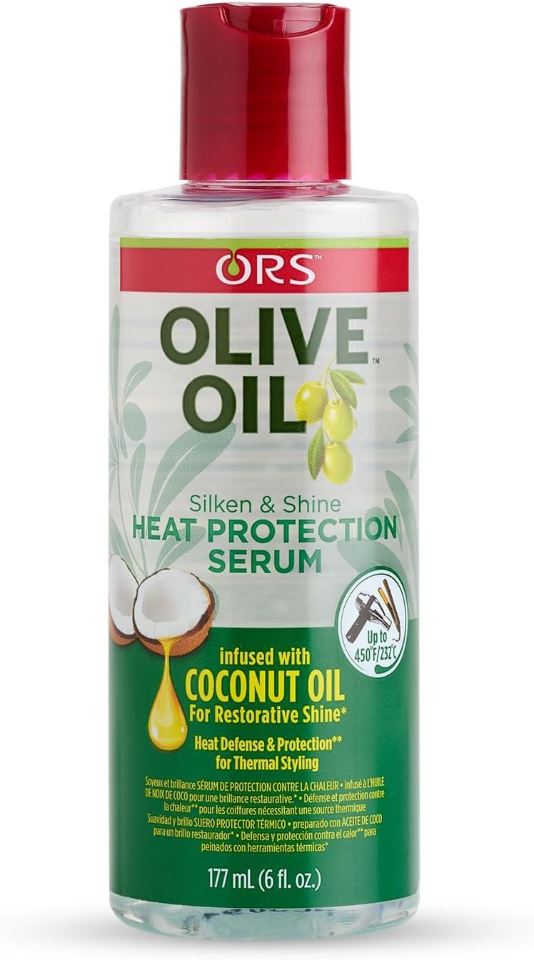 Ors Olive Oil Serum Silken & Shine Heat Protection 6 Oz - 3 Pack For Frizz Control