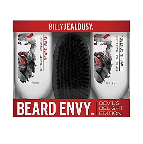 Billy Jealousy Devil's Delight Beard Envy Kit - Wash, Control & Brush for Soft, Tamed Facial Hair