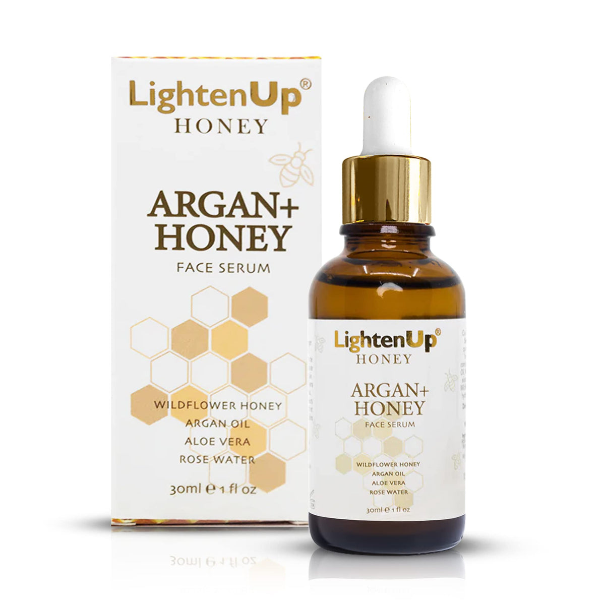 Omic Lighten-Up Honey Skin Brightening Serum - Anti-Aging, Fade Dark Spots, 1 Fl Oz