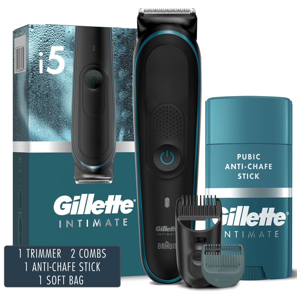 Gillette Intimate Men'S Pubic Hair Trimmer - Waterproof, Anti-Chafe, 5 Count Pack