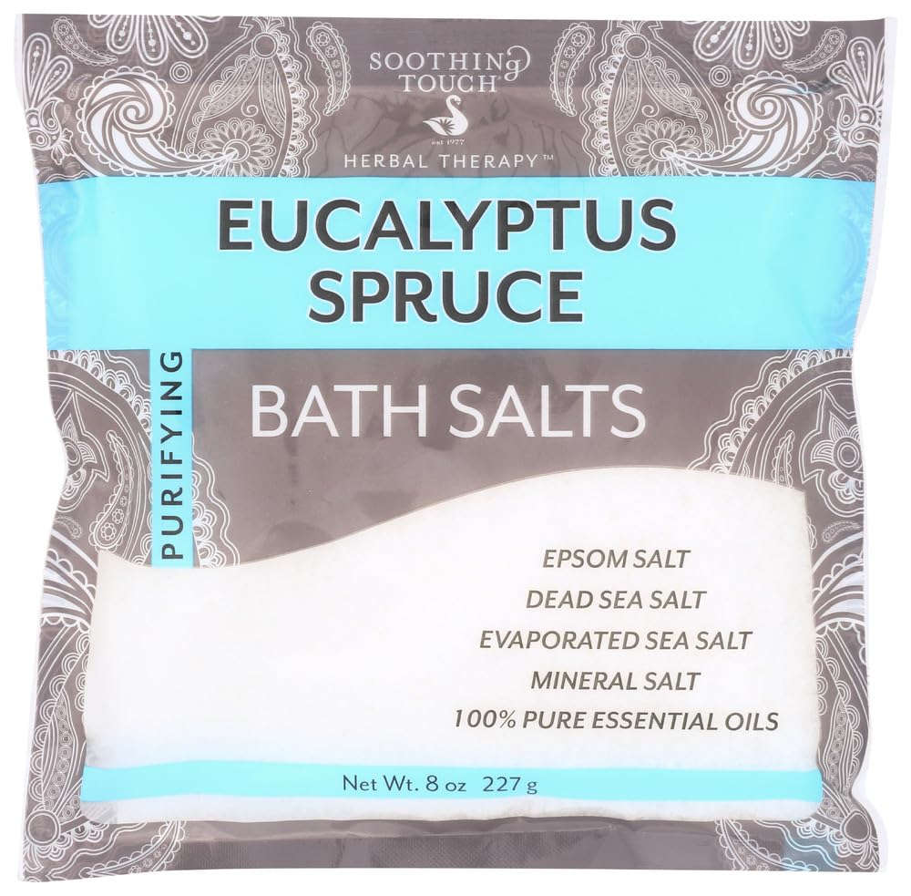 Soothing Touch Eucalyptus Bath Salts Pouch, 8 Ounce - Relaxing Soak For Stress Relief