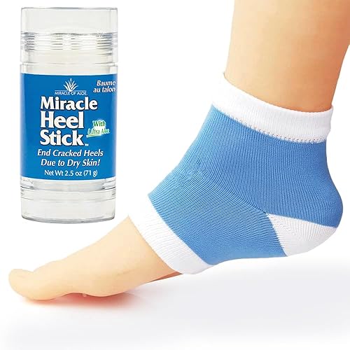 Miracle Of Aloe Heel Stick & Silicone Gel Socks Combo - Moisturizing Relief, 2.5 Ounce