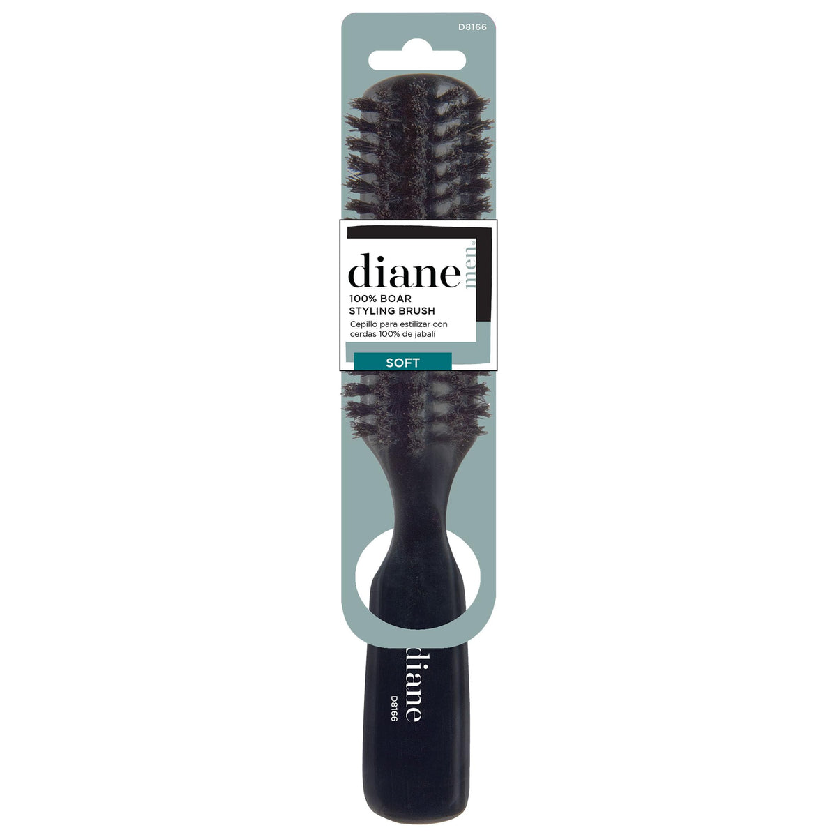 Diane 100% Soft Boar Bristle Styling Brush - Black, 1 Count, Ideal for Smooth, Shiny Hair