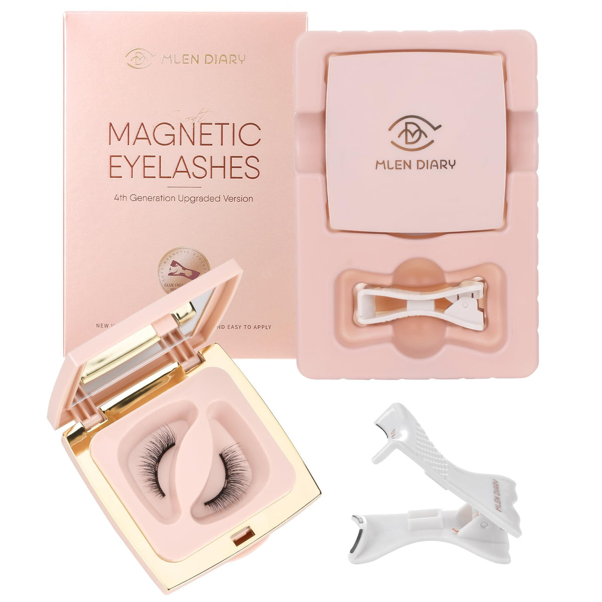 Mlen Diary Magnetic Eyelashes - Reusable Soft Magnets, No Glue, Natural Look With Applicator