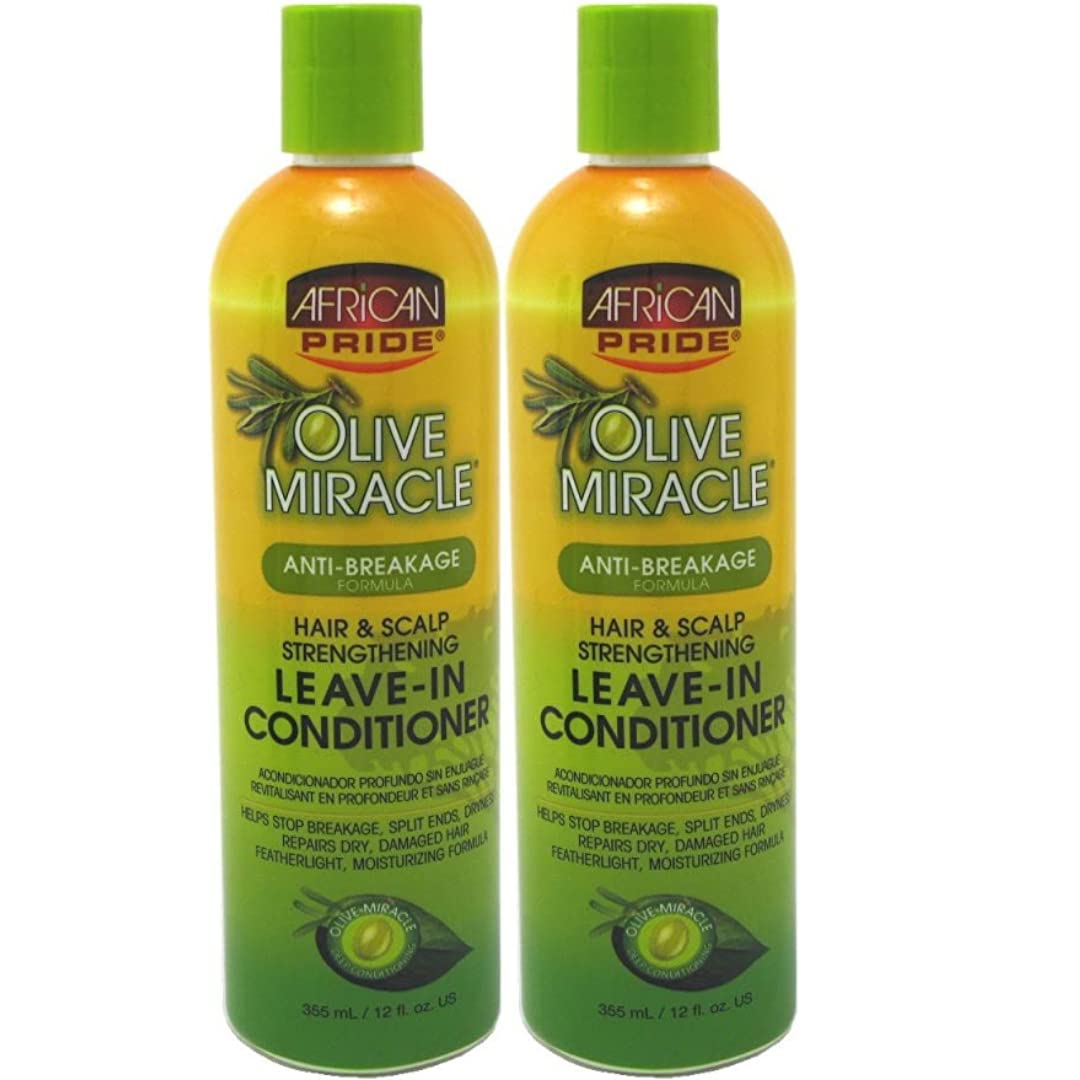 African Pride Olive Miracle Leave-In Conditioner 12Oz (2 Pack) - Moisturizing & Nourishing