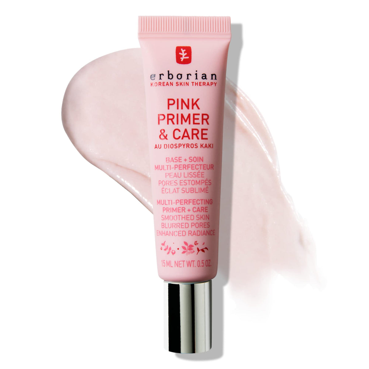 Erborian Pink Primer & Care Cream Balm - Moisturizing, Pore Minimizing, 0.5 Fl. Oz. Korean