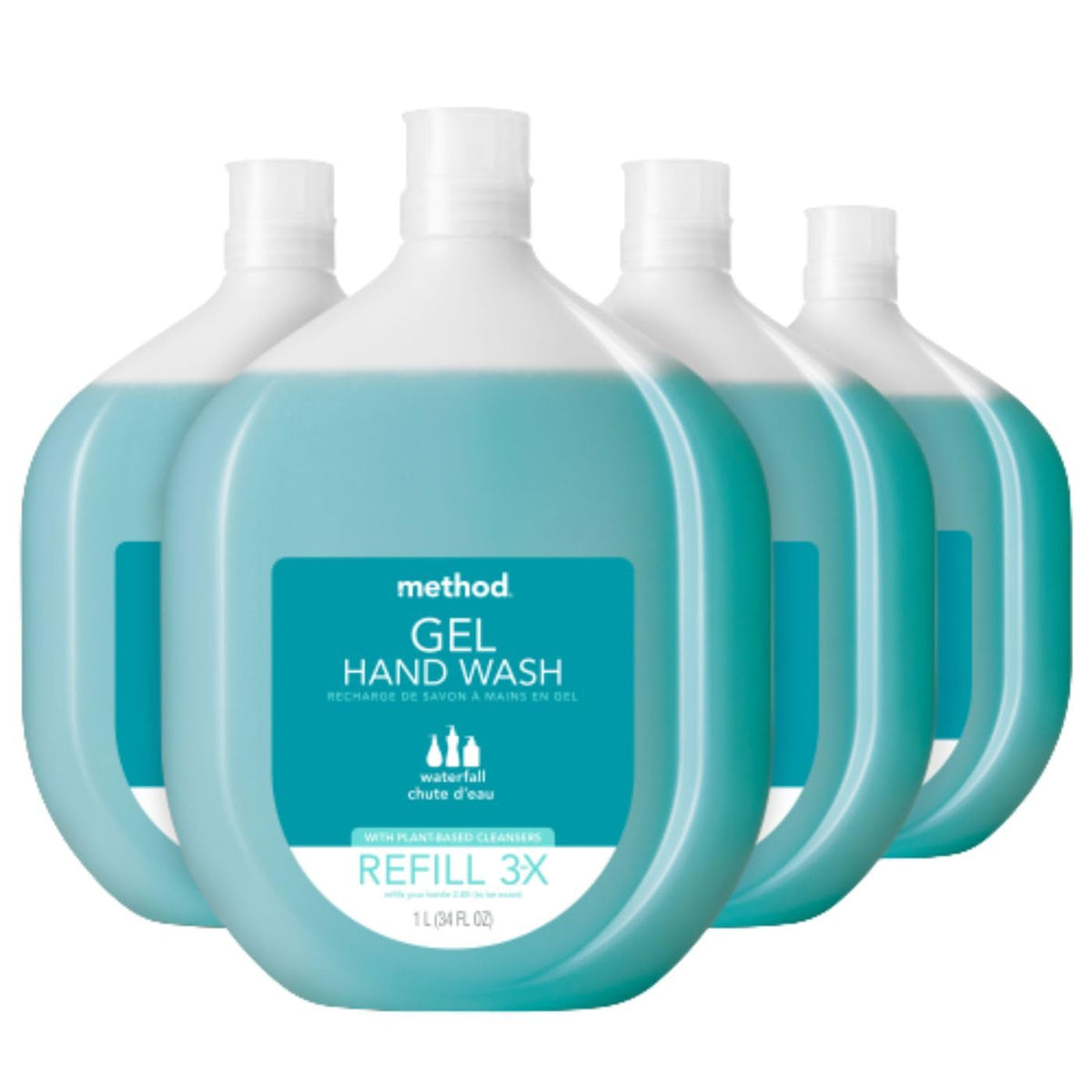 Method Gel Hand Soap Refill - Waterfall Scent, 34 Oz, Biodegradable, Recyclable Bottle, 4 Pack