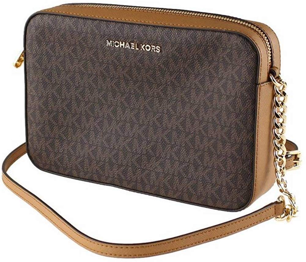 Michael Kors Brown Acorn Women's Jet Set Large Crossbody Bag - No Size, Canvas Material