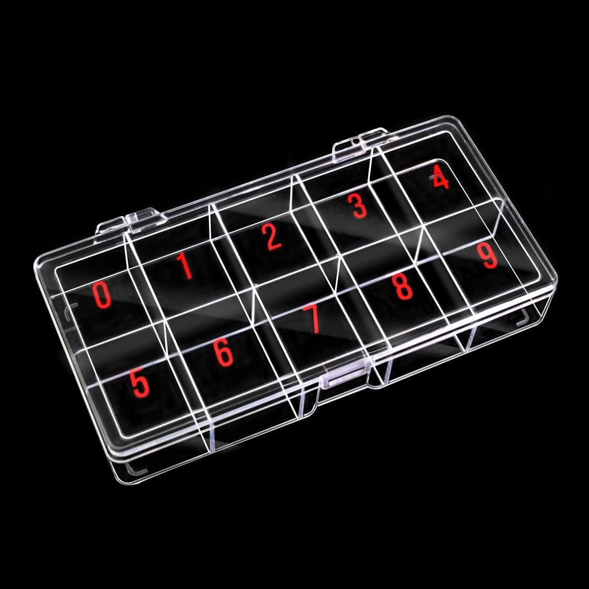 Beauticom Small Clear Nail Art Storage Organizer Box - 10 Sections For Tips & Accessories