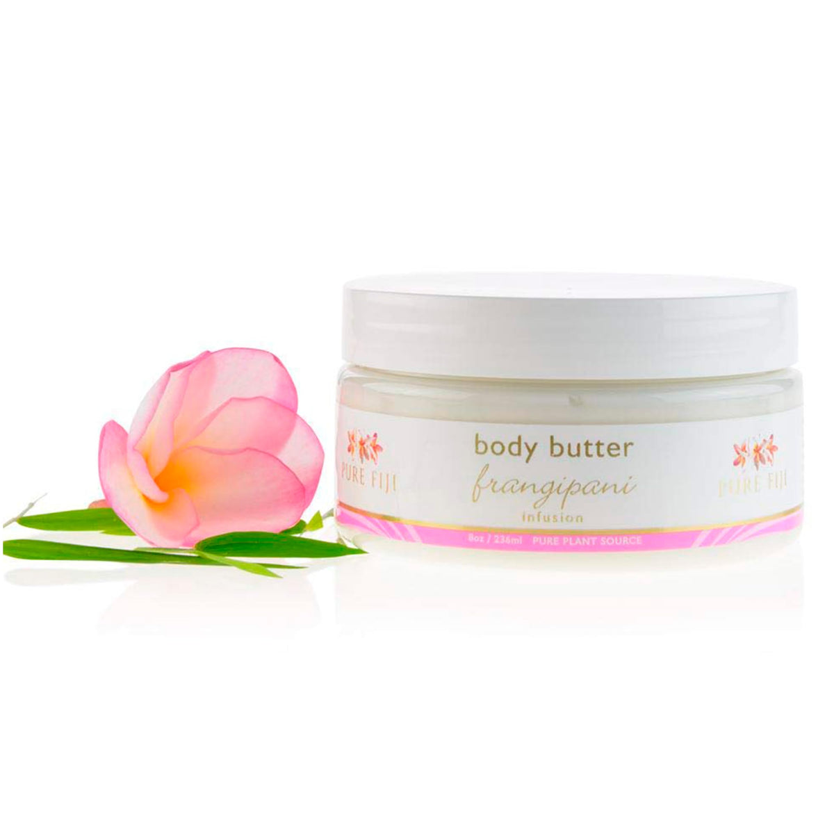 Pure Fiji Body Butter - Moisturizer Cream For Dry Skin With Natural Oils & Vitamin E, Frangipani, 8Oz