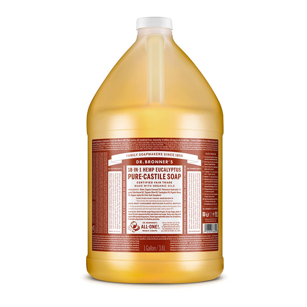 Dr. Bronner'S Pure-Castile Liquid Soap Eucalyptus 1 Gallon - Organic, Vegan, 18-In-1 Uses