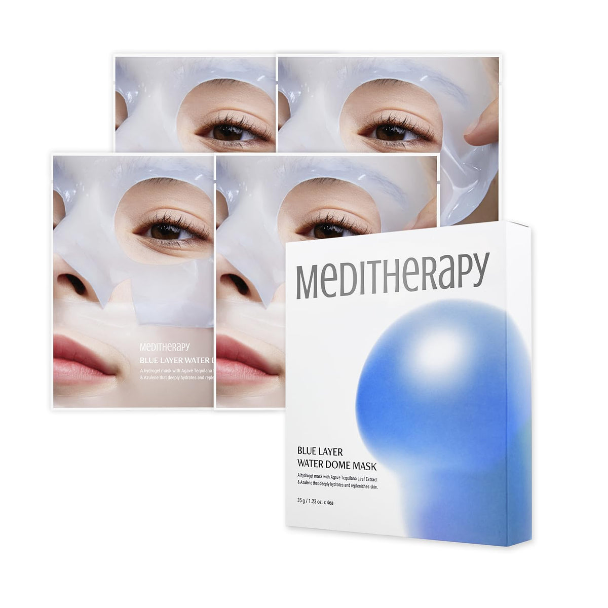 Meditherapy Bluelayer Water Dome Mask - Overnight Collagen, Hydrating, Pore Minimizing, 4 Count