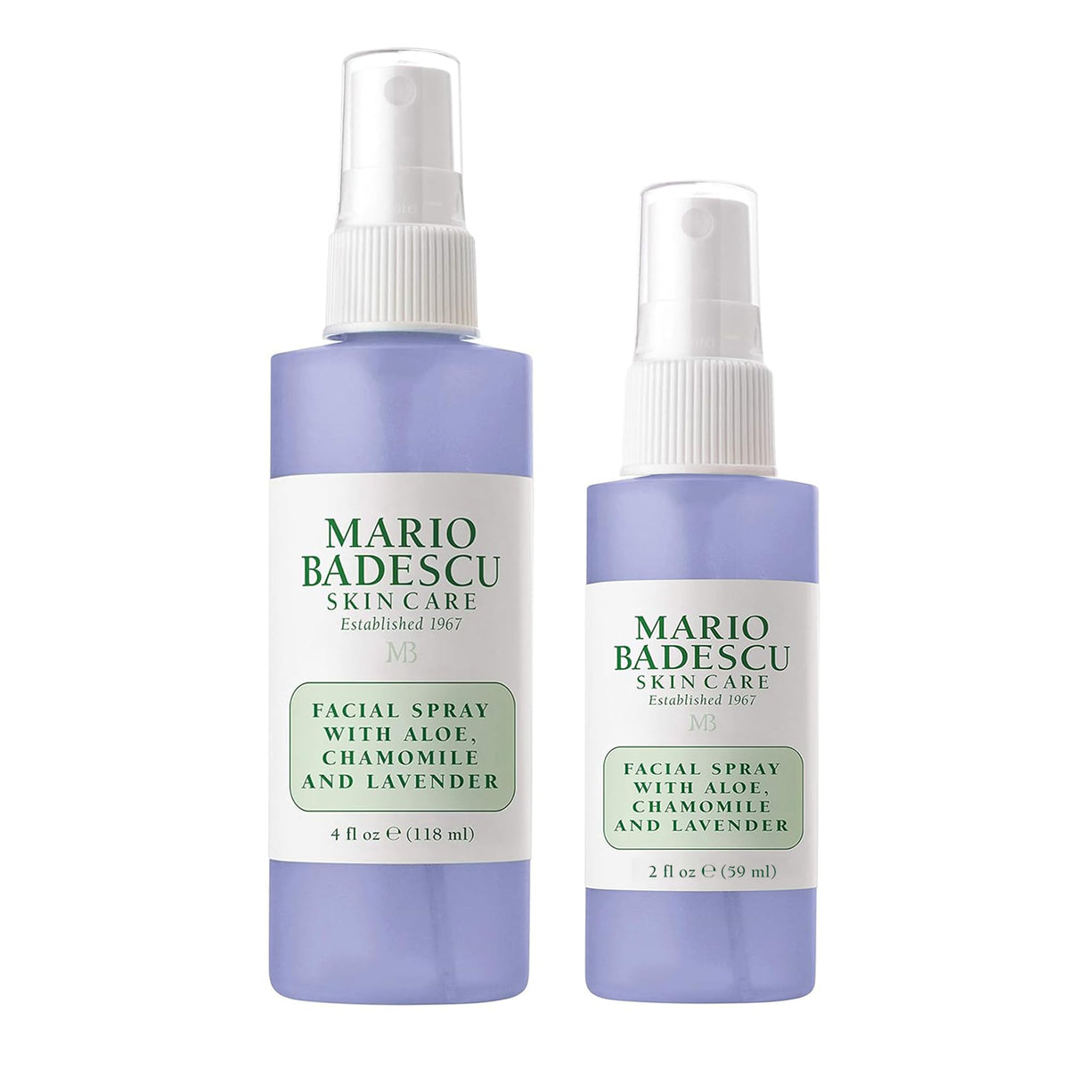 Mario Badescu Facial Spray With Aloe & Lavender - Hydrating Face Mist Combo (4 Fl Oz & 2 Fl Oz)