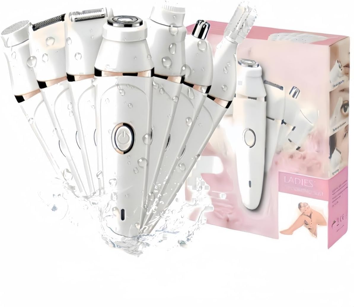 Ridanstian 7-In-1 Women'S Face Epilator & Painless Hair Removal Shaver For Body & Face, White