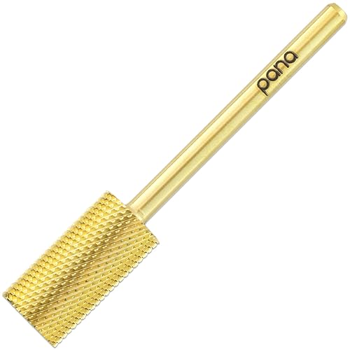 Pana Gold Carbide Nail Drill Bit - 3/32&quot; Flat Top Large Barrel, Fine Grit For Dremel Machine