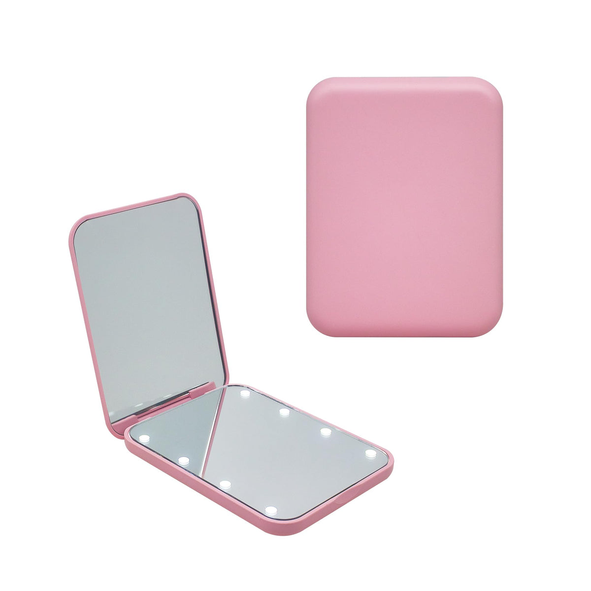 Snowflakes Compact Travel Makeup Mirror With Light - 1X/3X Pink Handheld Led Pocket Mirror