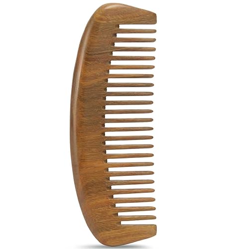 Moreinday Wooden Wide Tooth Comb for Women & Men - Sandalwood Hair Comb - Brown