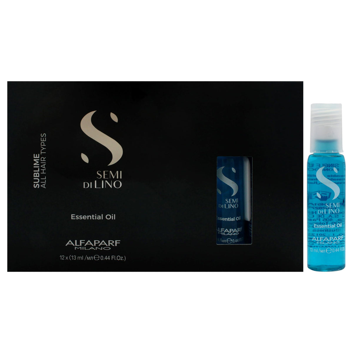 Alfaparf Milano Sublime Essential Hair Oil Treatment - Hydrating, Flaxseed, Omega 3, 12 Vials