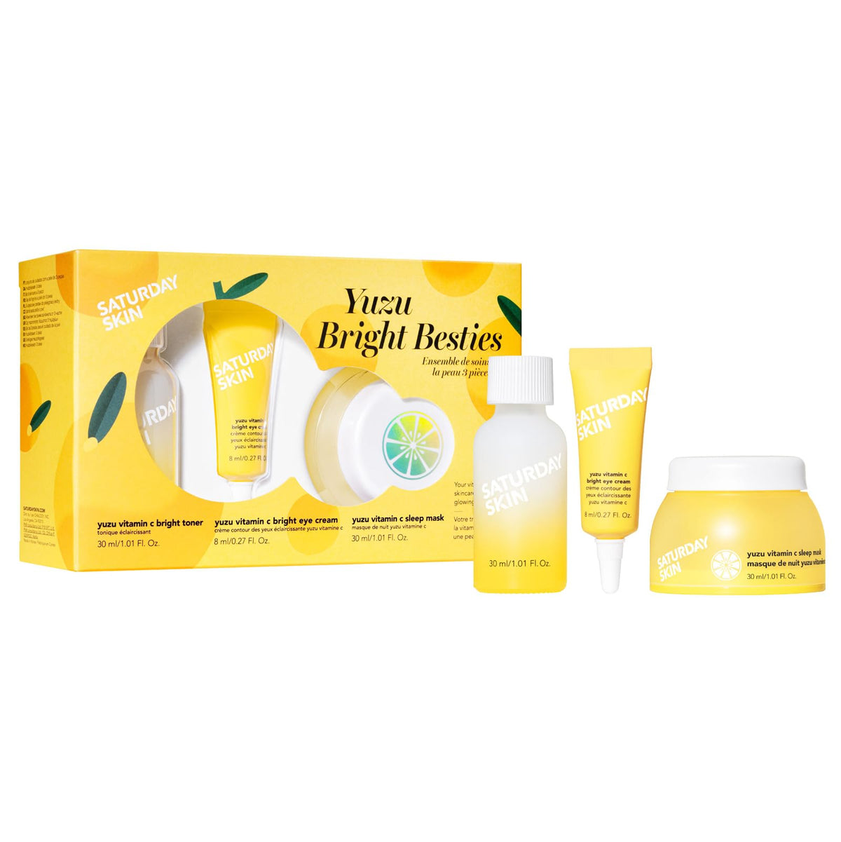 Saturday Skin Yuzu Vitamin C 3-Piece Skin Care Set - Brightening Mask, Toner & Eye Cream