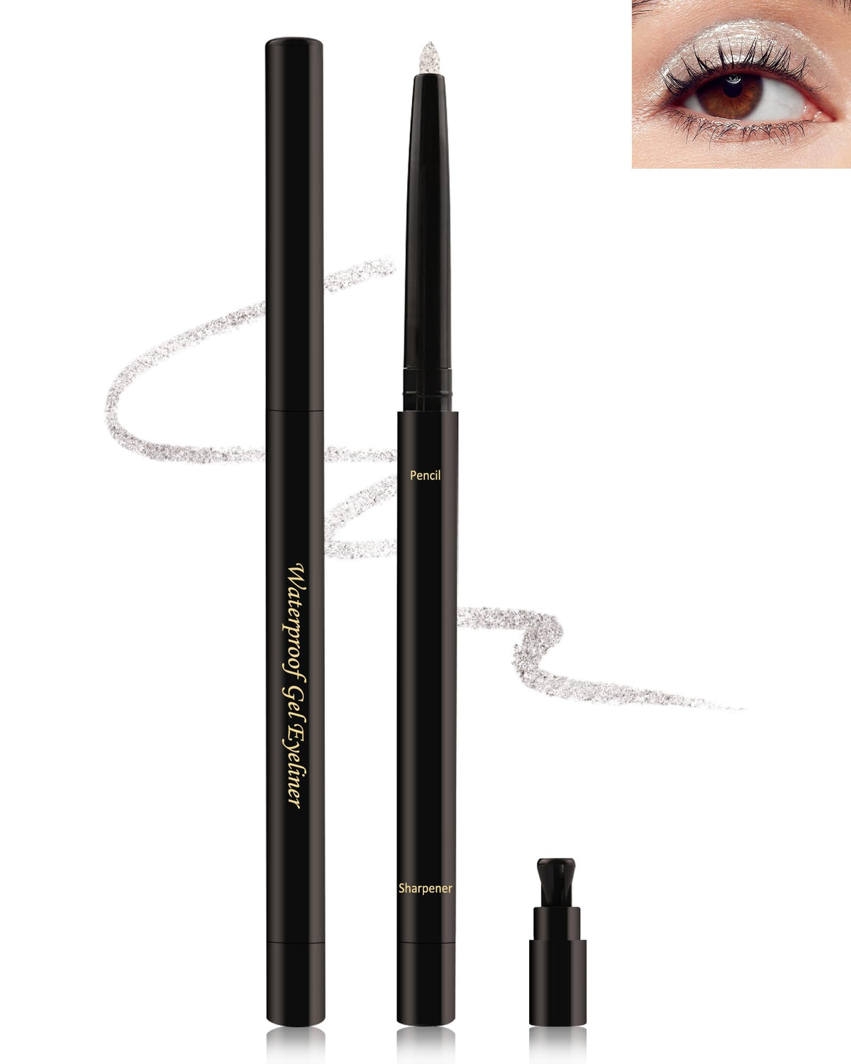 Lestpola White Glitter Eyeliner Pencil - Waterproof, Smudge-Proof, Retractable Gel Liner For Women