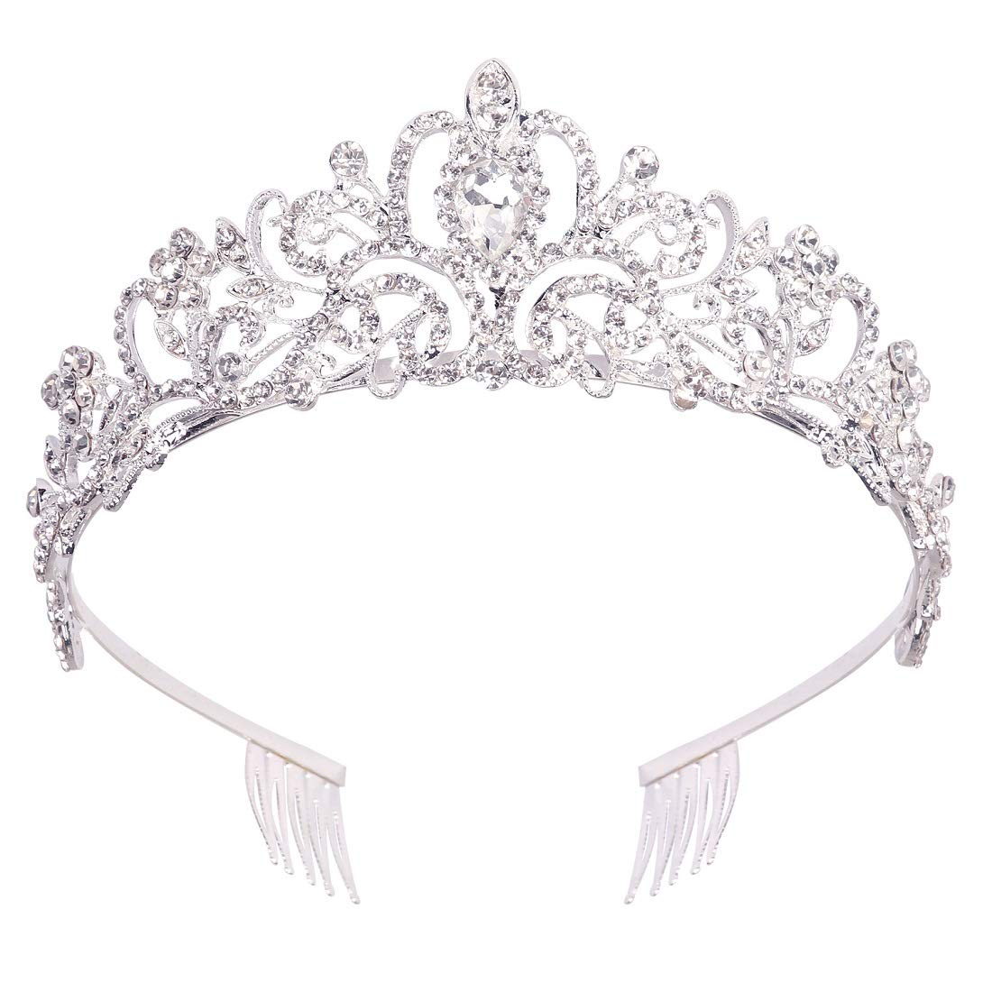 Didder Silver Crystal Tiara Crown Headband For Women Girls - Bridal Wedding Prom Party