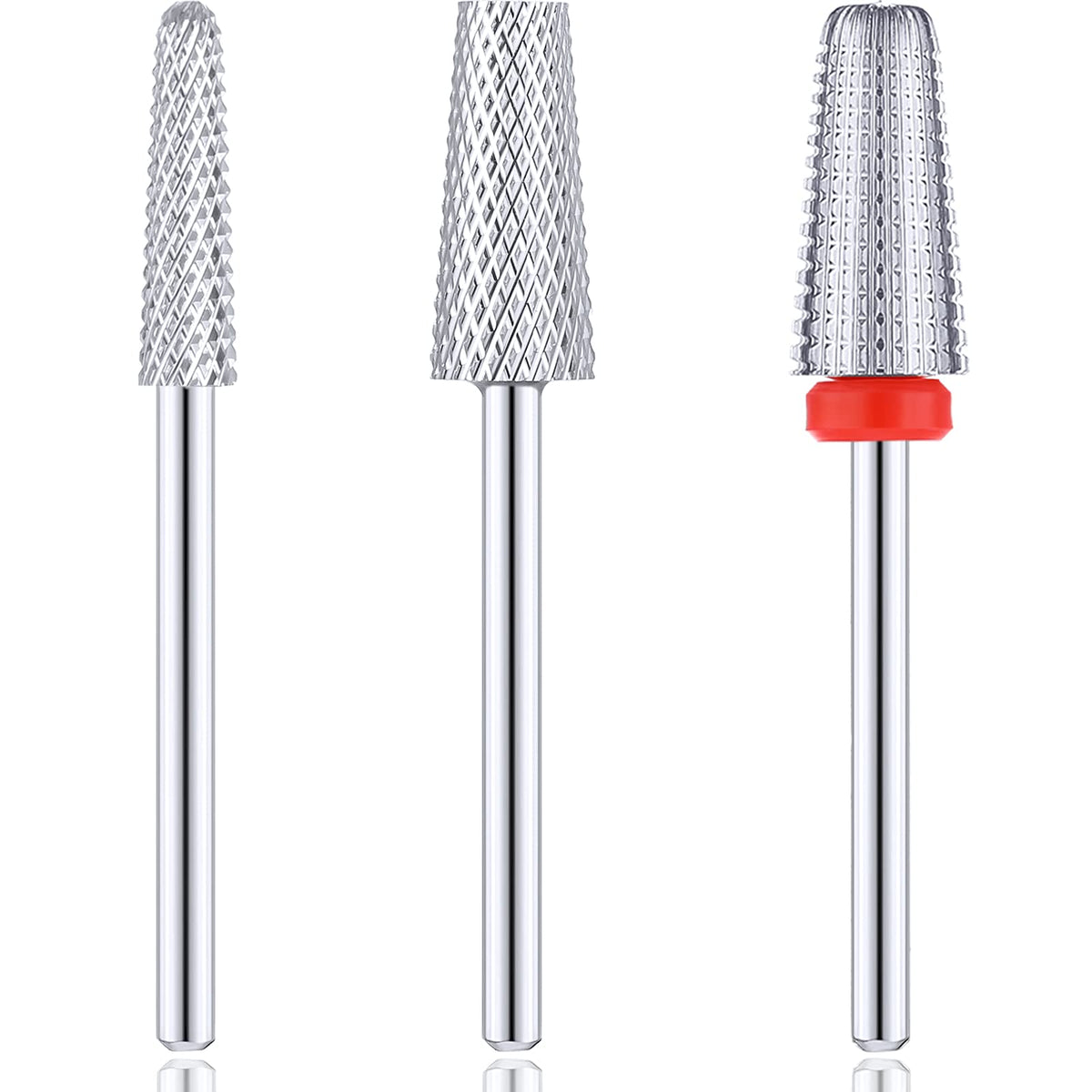 Outus 3-Piece Nail Drill Bit Set, 5-In-1 Tapered Carbide For Acrylic/Gel - Silver